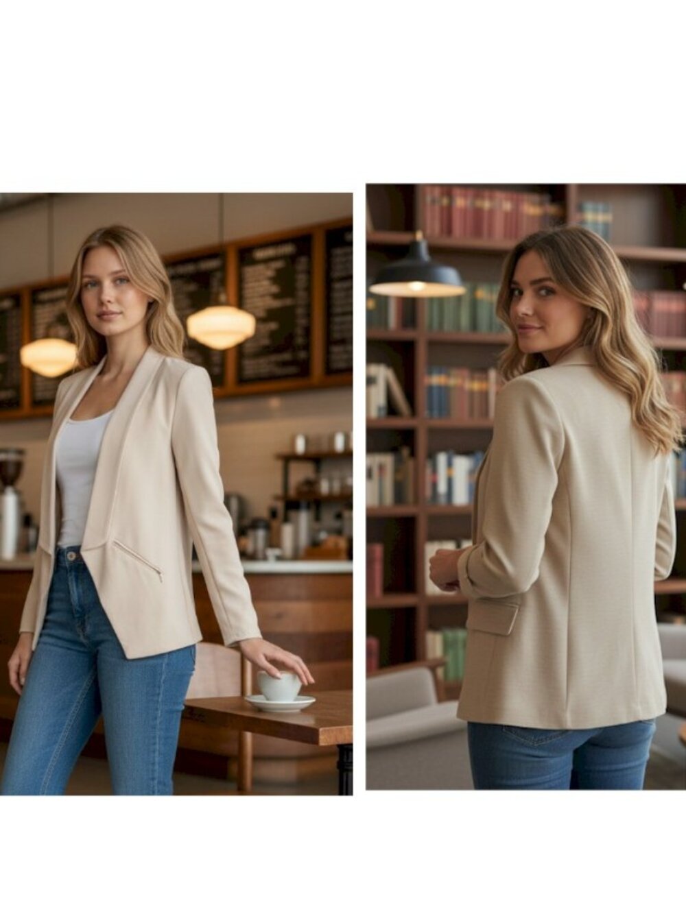 Lulus Miss Punctuality Taupe Lightweight Blazer Size Small NWOT - Picture 8 of 12